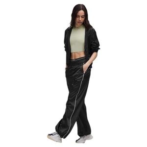 NWT Lululemon Stretch Satin Nylon Jacket in Black White Size Large